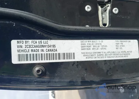 2022 Chrysler 300 Touring from USA, damaged, VIN 2C3CCAAG0N8134195